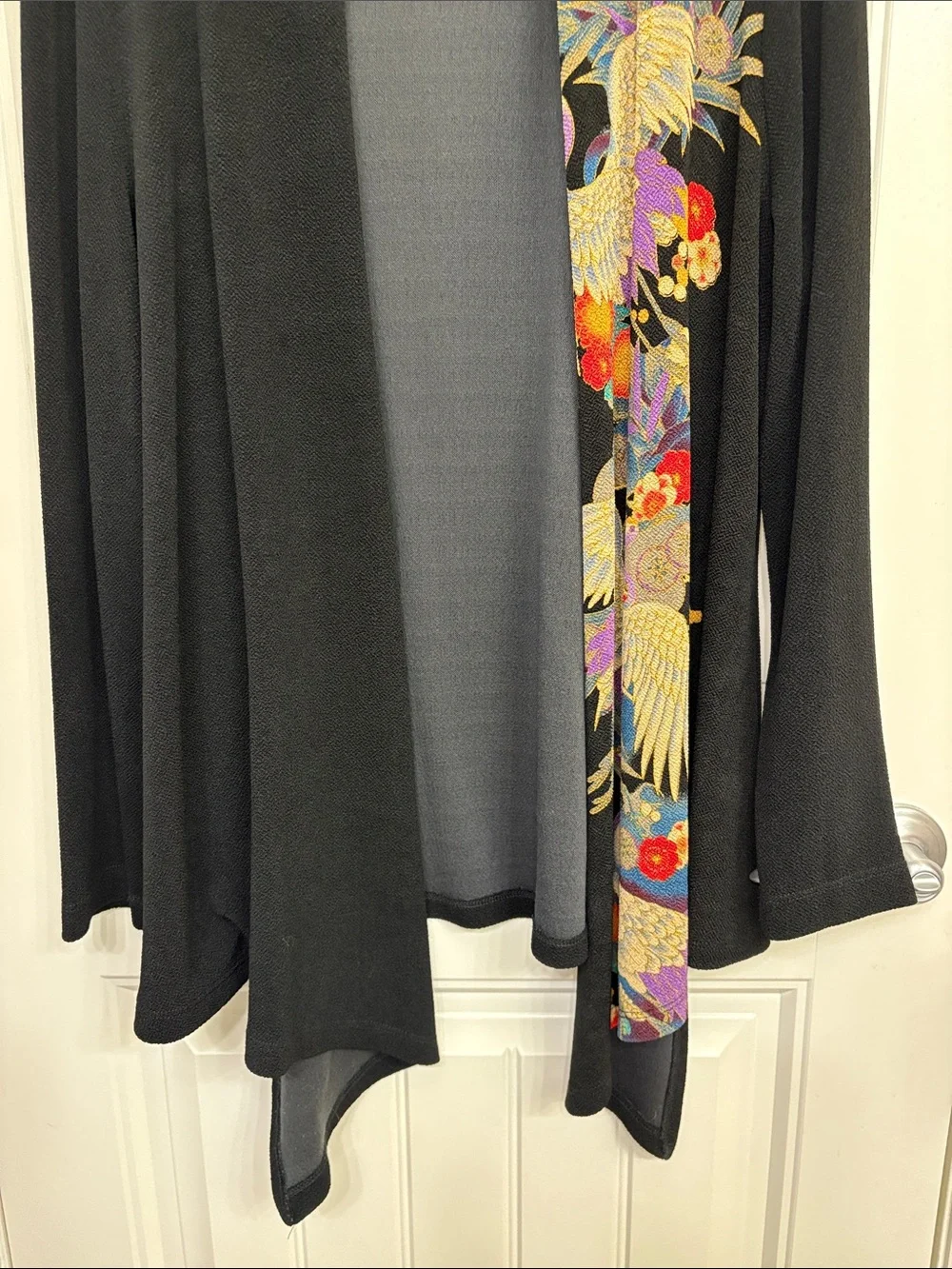 Soft‎ Surroundings Printed Open Black Knit Stretch Cardigan Size XL Extra Large